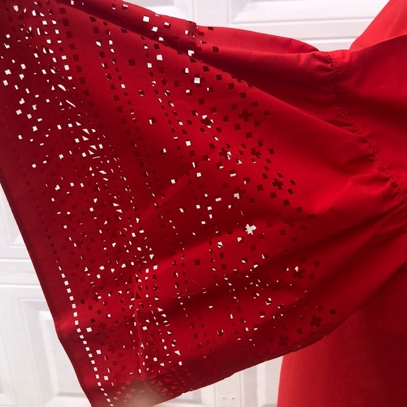 Ralph Lauren Red Dress, Bell Sleeves - 12 - Picture 6 of 8